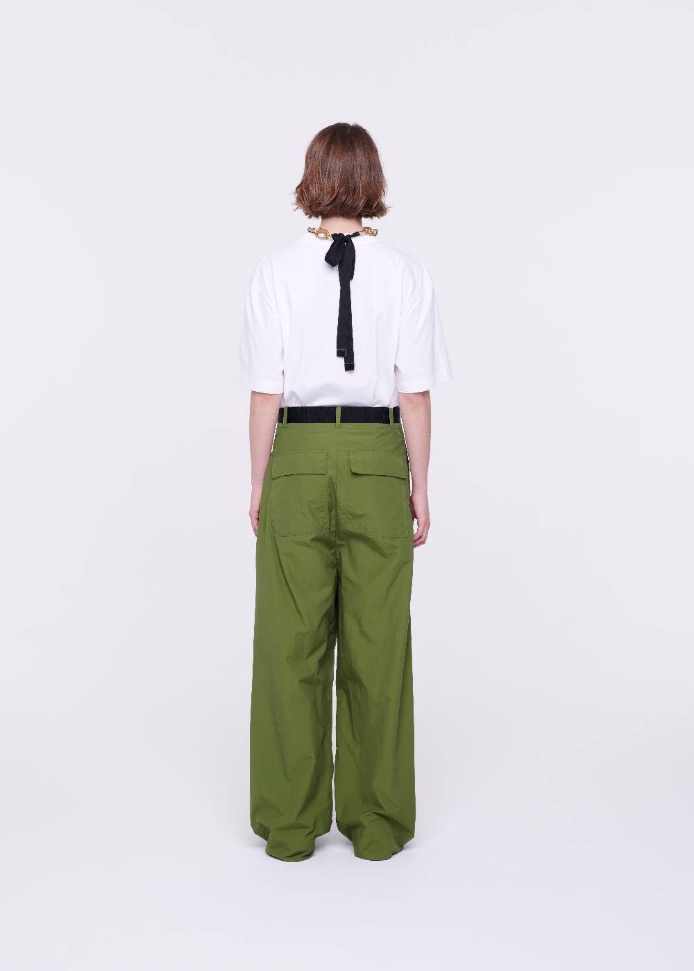 Plan C PANTALONI CARGO VERDE MILITARE CON CINTURA Promozione