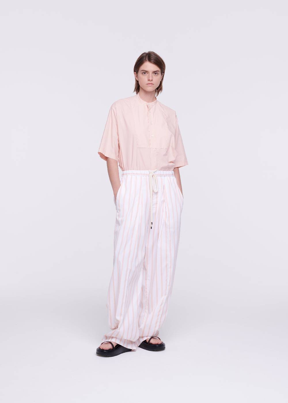 Plan C PANTALONI A RIGHE ROSA CON COULISSE Acquista Ora