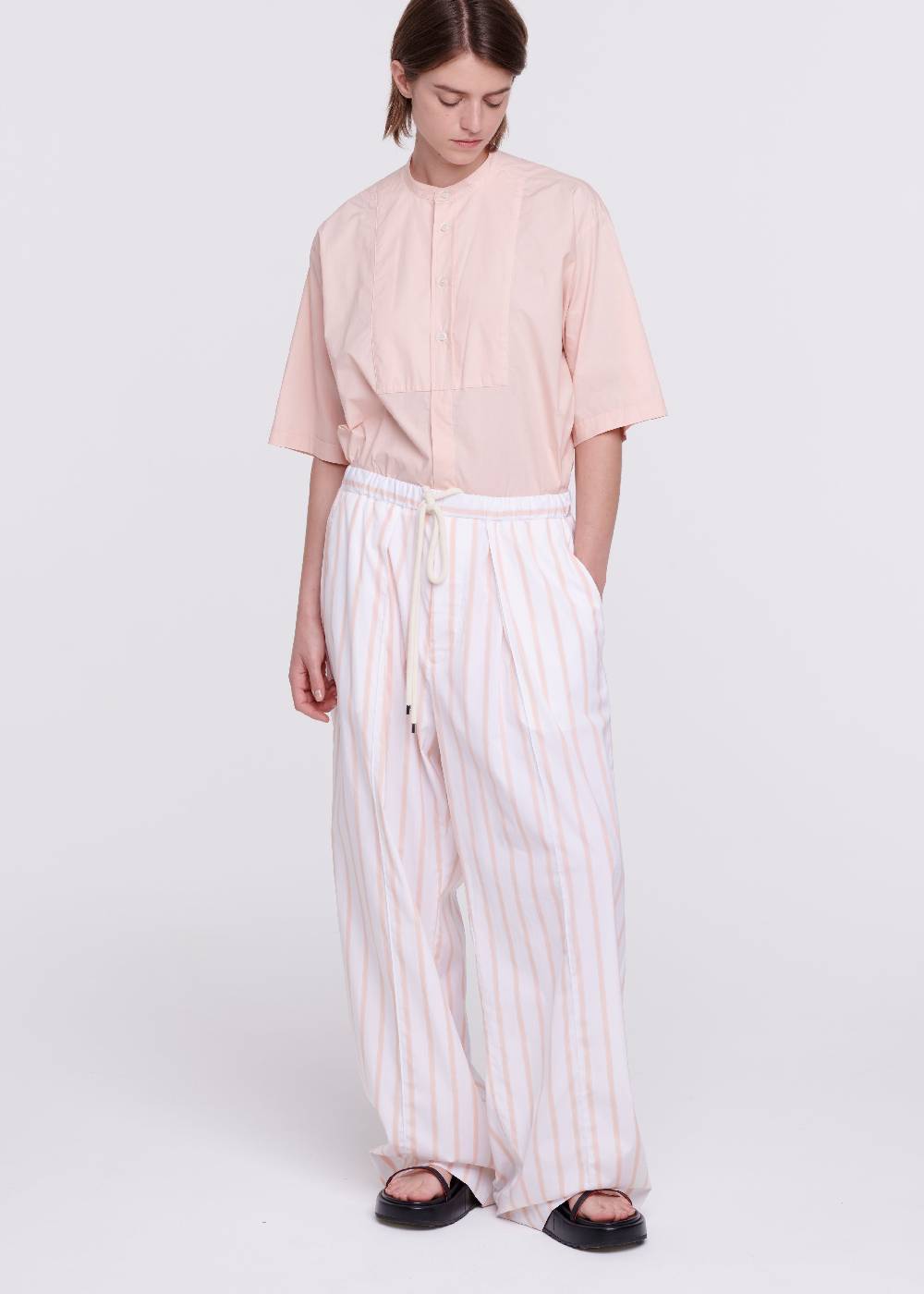 Plan C PANTALONI A RIGHE ROSA CON COULISSE Acquista Ora