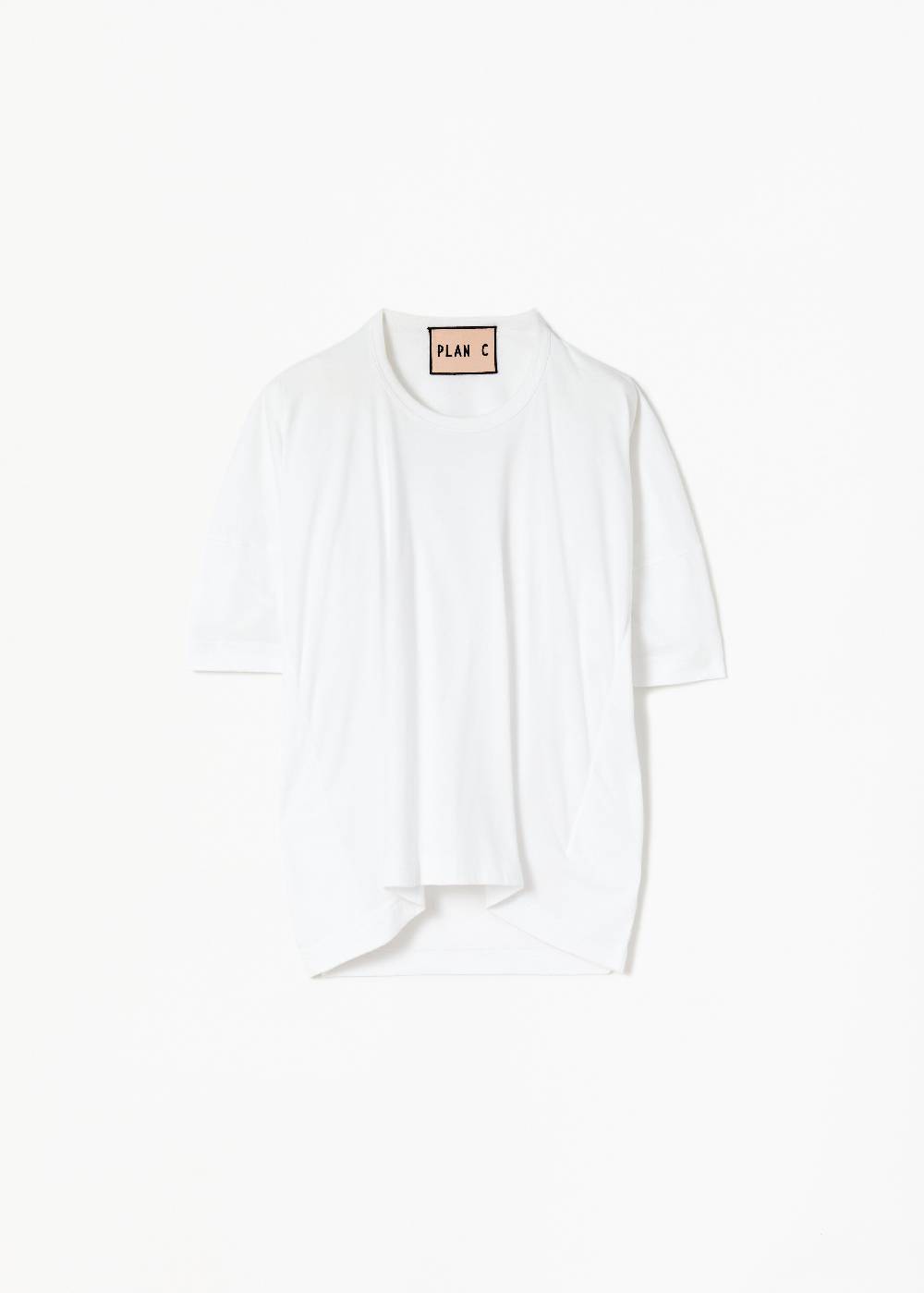 Plan C T-SHIRT BIANCA DRAPPEGGIATA IN COTONE Shopping Online