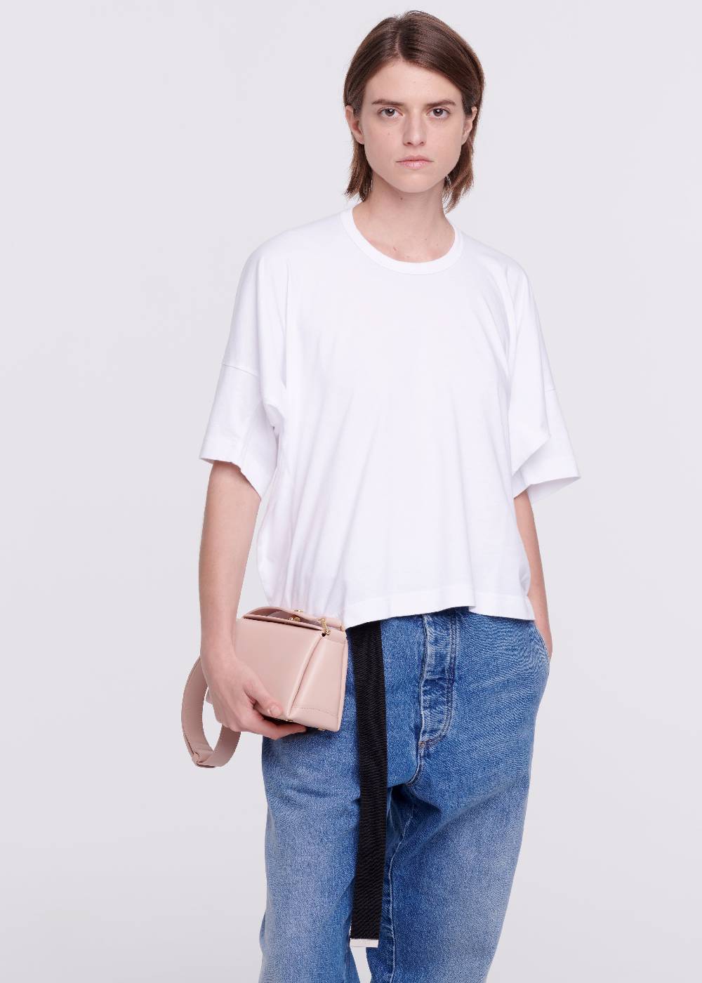 Plan C T-SHIRT BIANCA DRAPPEGGIATA IN COTONE Shopping Online