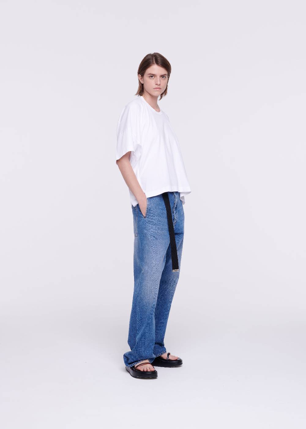 Plan C T-SHIRT BIANCA DRAPPEGGIATA IN COTONE Shopping Online