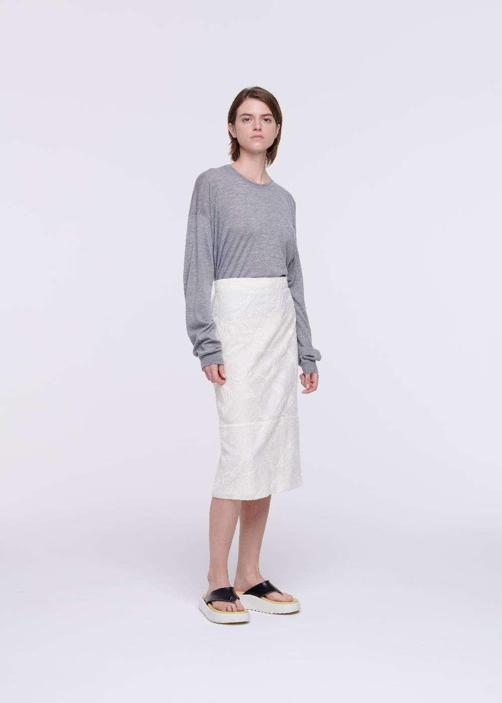 Plan C GONNA MIDI CON RICAMI FLOREALI Prezzo Ridotto