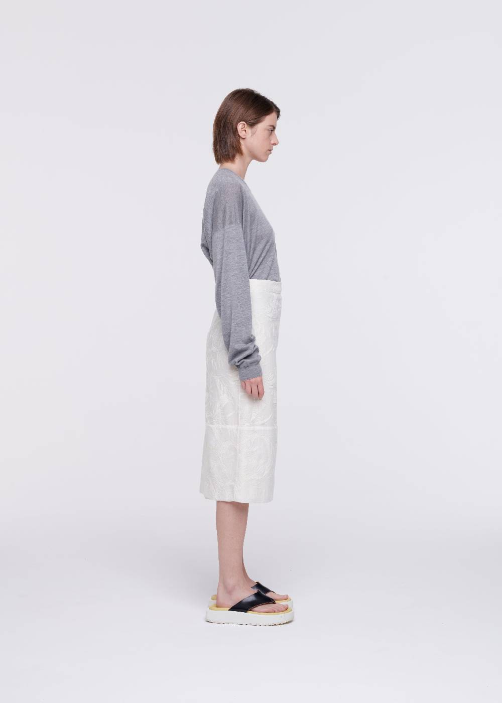 Plan C GONNA MIDI CON RICAMI FLOREALI Prezzo Ridotto