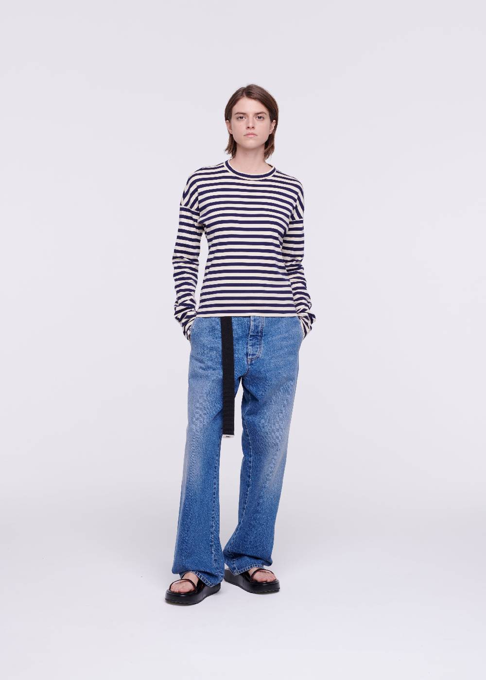 Plan C T-SHIRT A RIGHE DRAPPEGGIATA Sottocosto