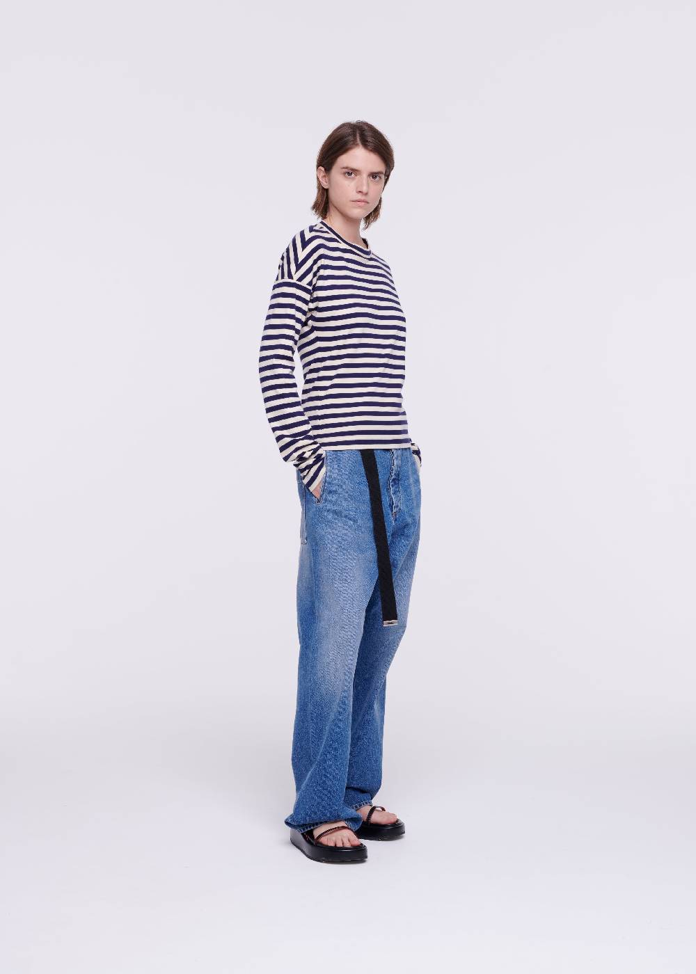 Plan C T-SHIRT A RIGHE DRAPPEGGIATA Sottocosto