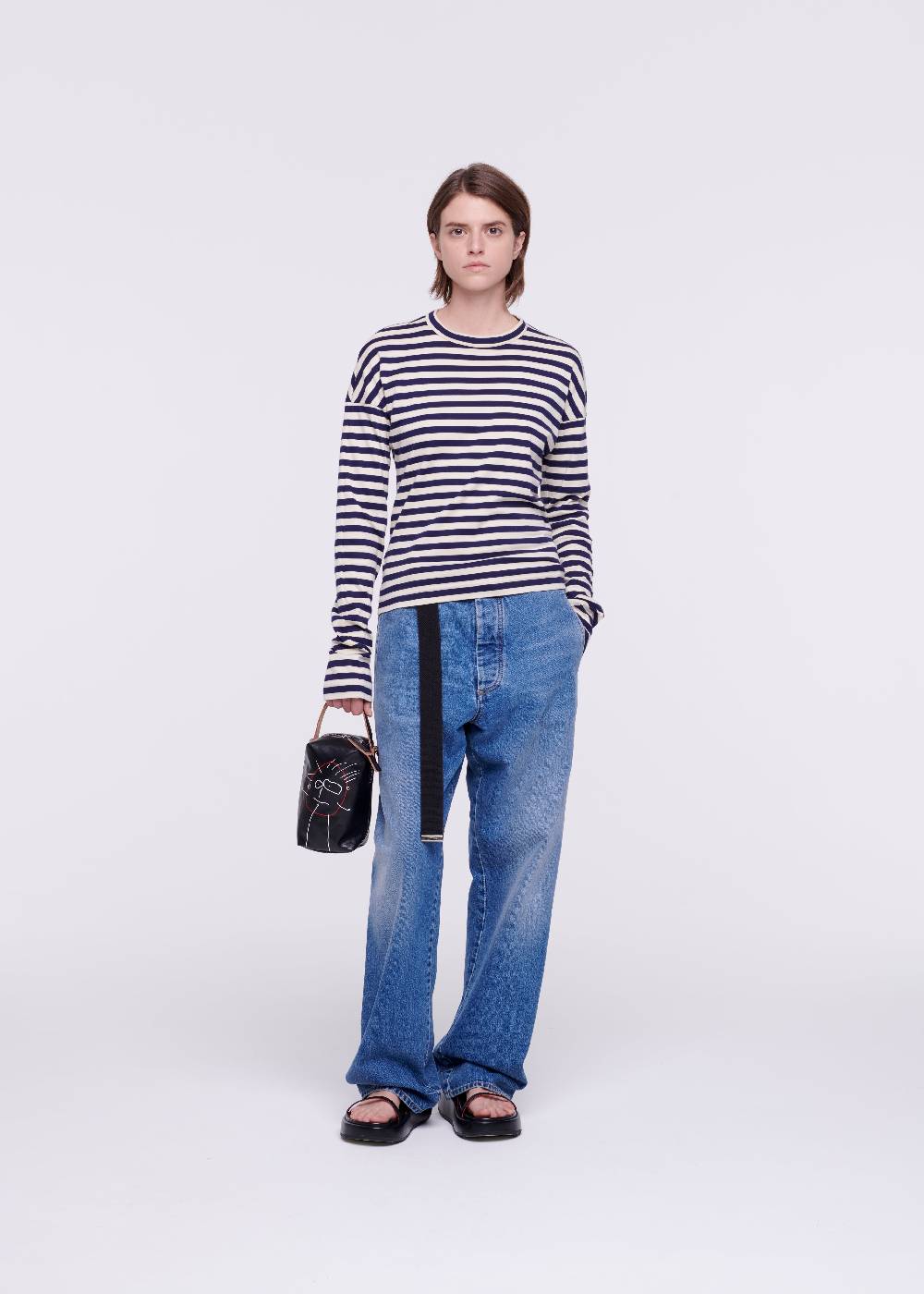 Plan C T-SHIRT A RIGHE DRAPPEGGIATA Sottocosto
