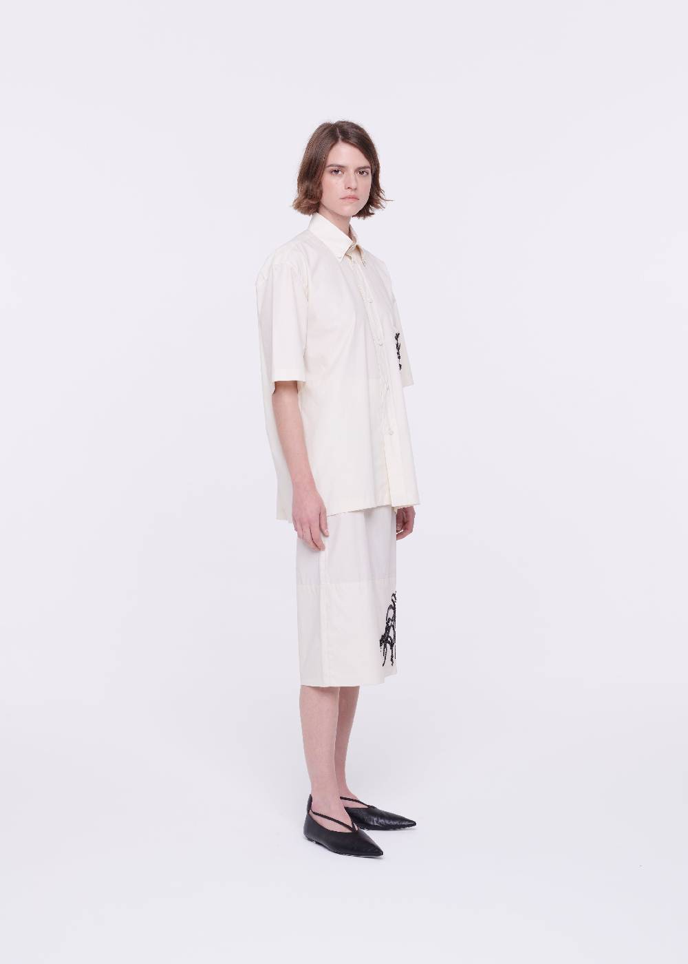 Plan C CAMICIA IN COTONE TECNICO CON RICAMO IN PAILLETTES Sconto
