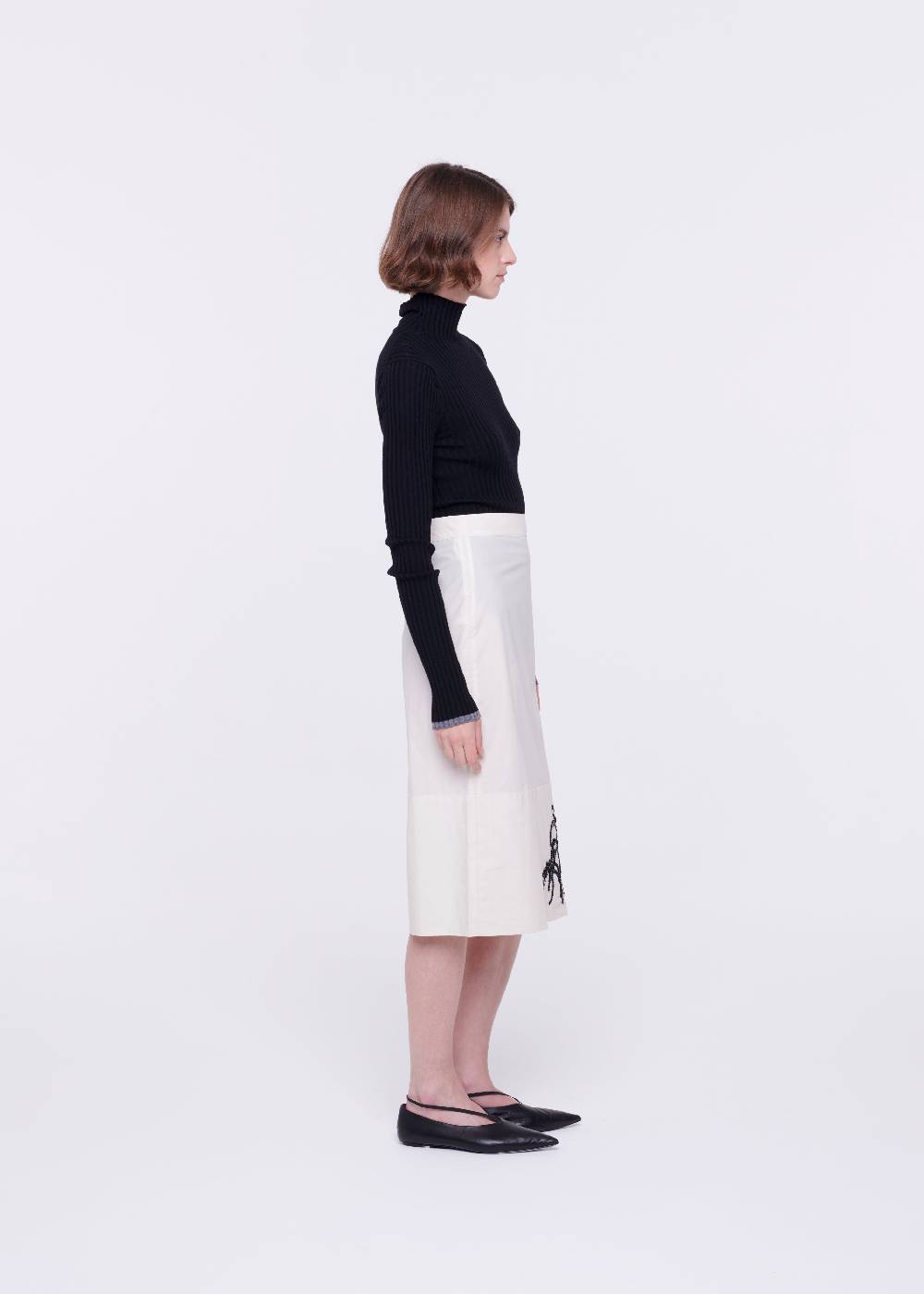 Plan C GONNA MIDI IN COTONE TECNICO CON RICAMO IN PAILLETTES Offerta