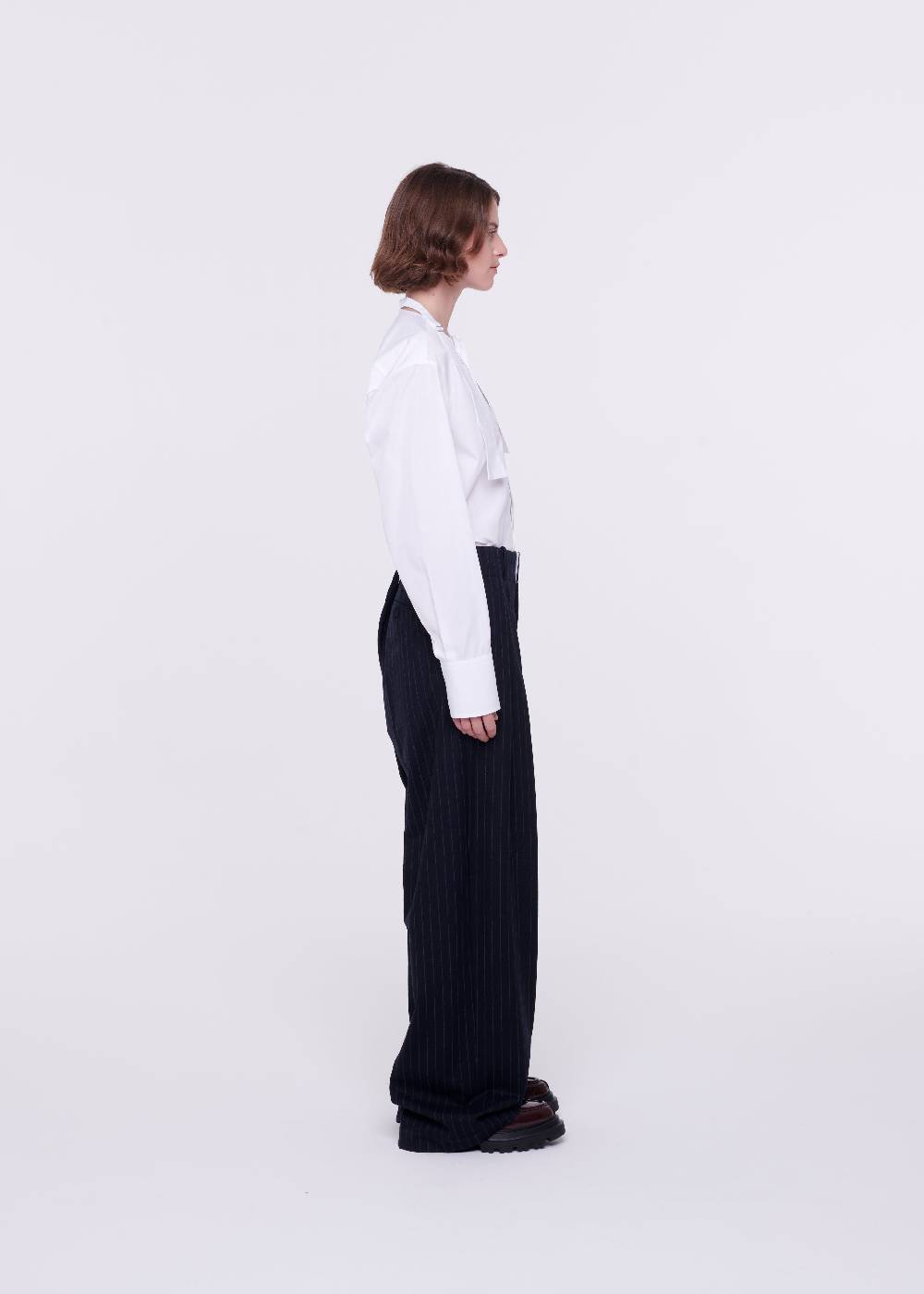 Plan C PANTALONI GESSATI A GAMBA AMPIA IN LANA Outlet