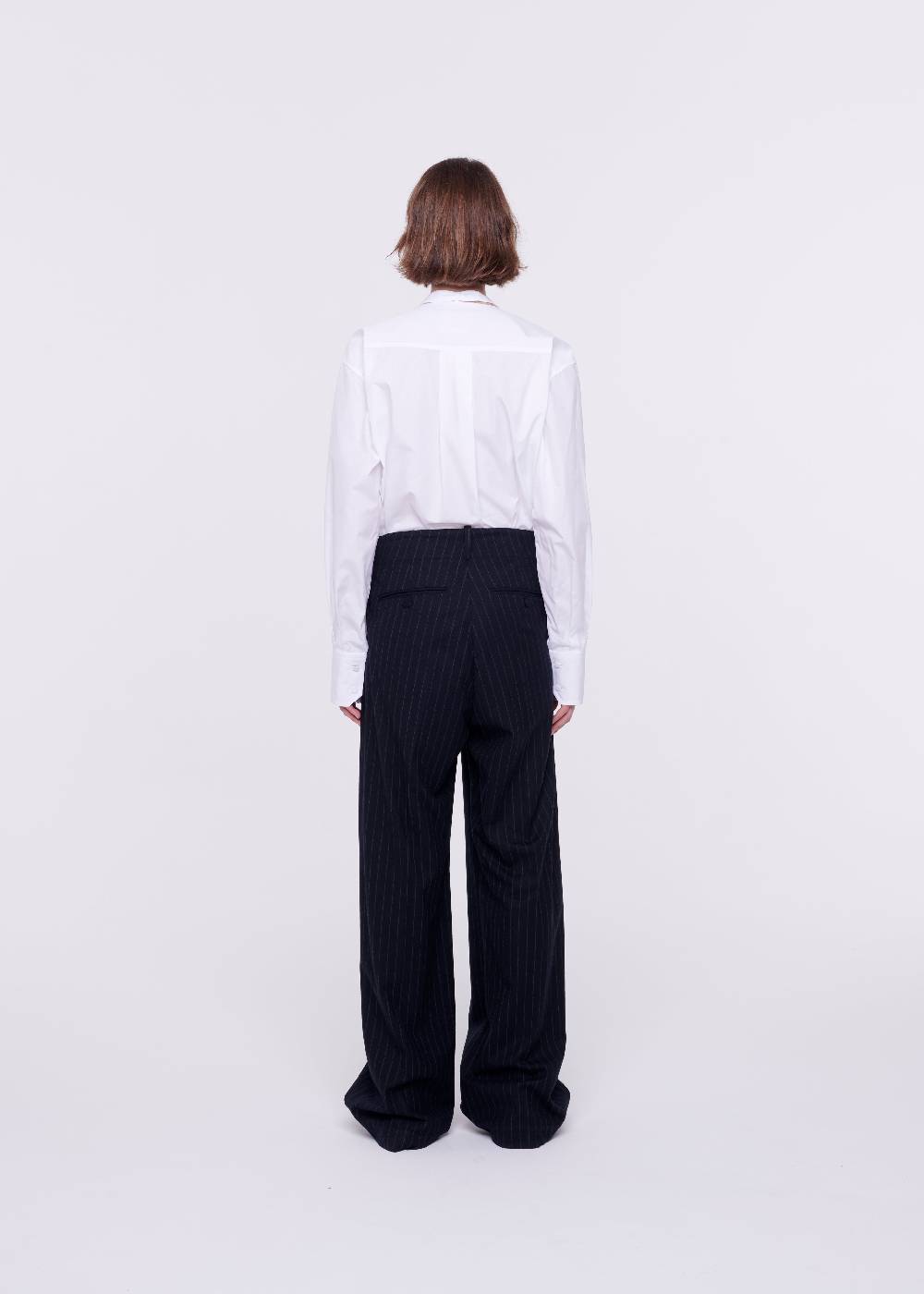 Plan C PANTALONI GESSATI A GAMBA AMPIA IN LANA Outlet