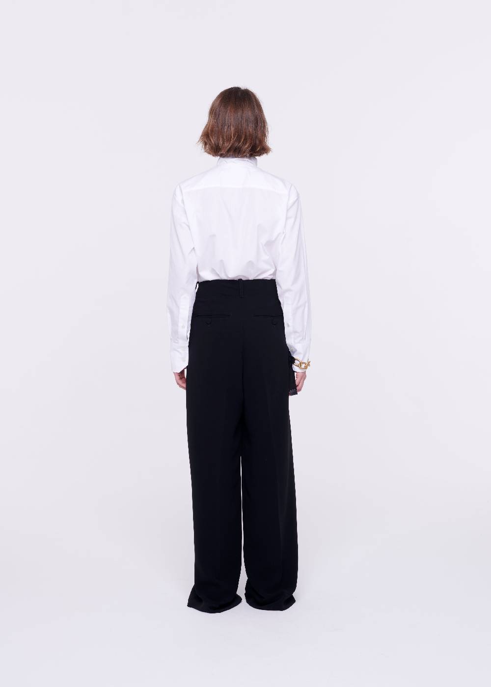Plan C PANTALONI NERI A GAMBA AMPIA IN CADY Offerte