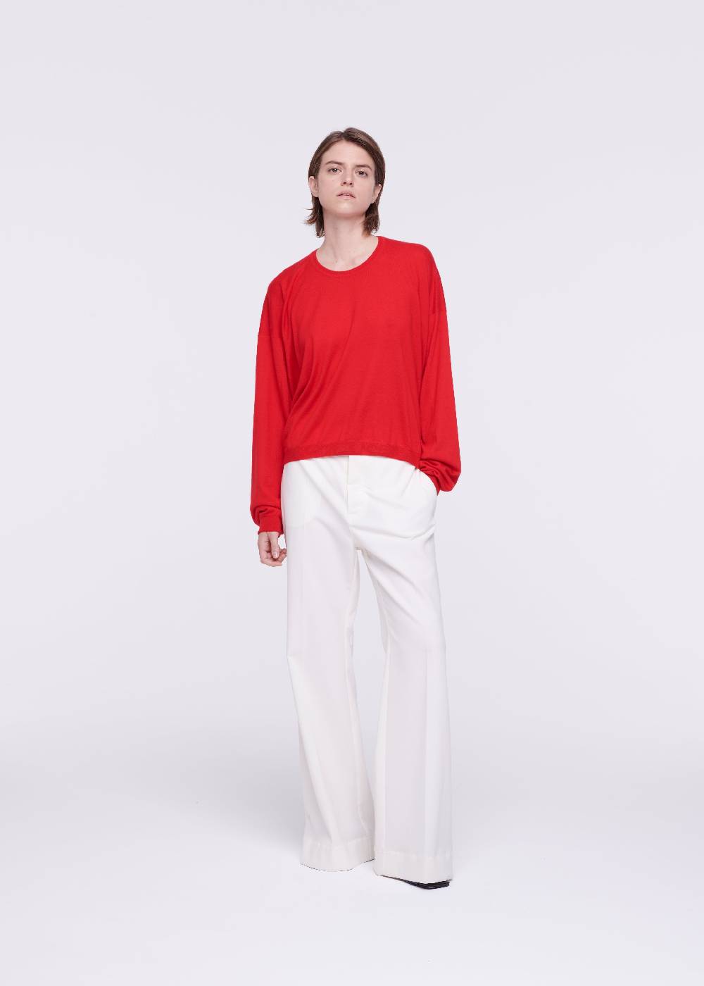 Plan C MAGLIONE ROSSO IN CASHMERE DRAPPEGGIATO Negozio