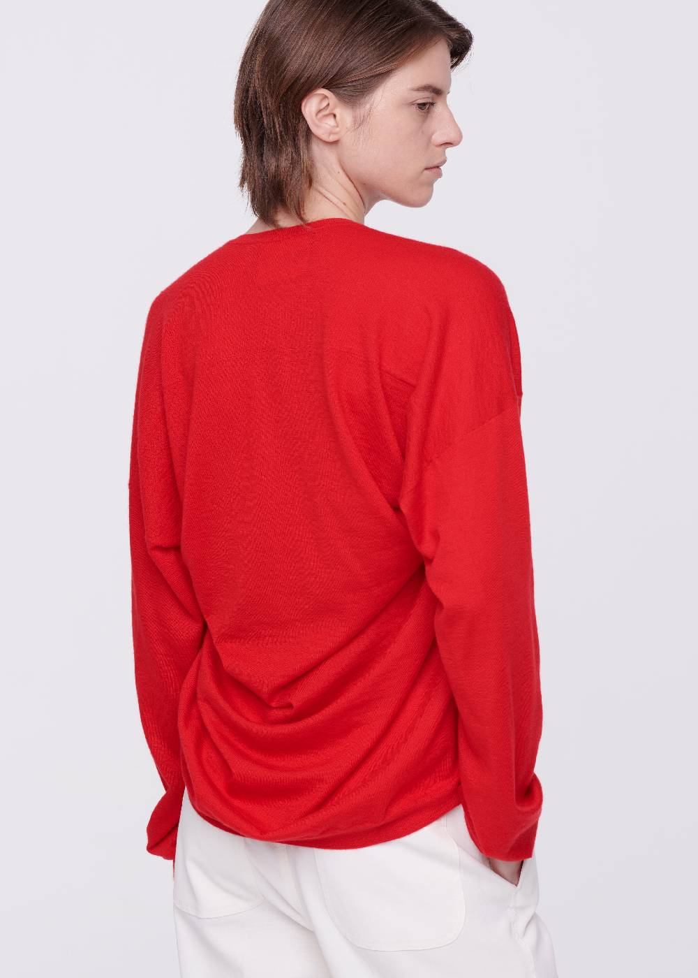 Plan C MAGLIONE ROSSO IN CASHMERE DRAPPEGGIATO Negozio