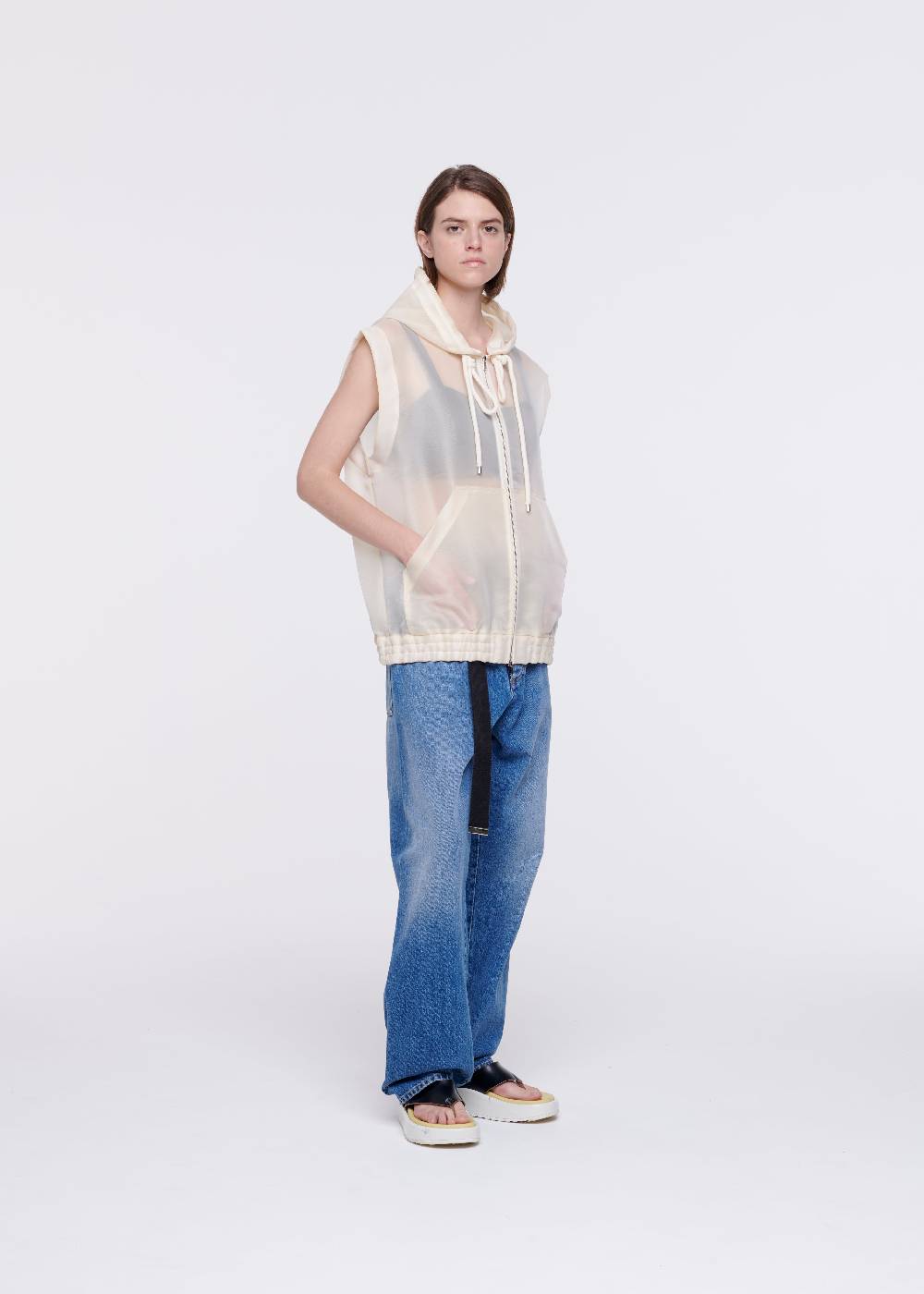 Plan C GILET CON CAPPUCCIO IN ORGANZA In Saldo