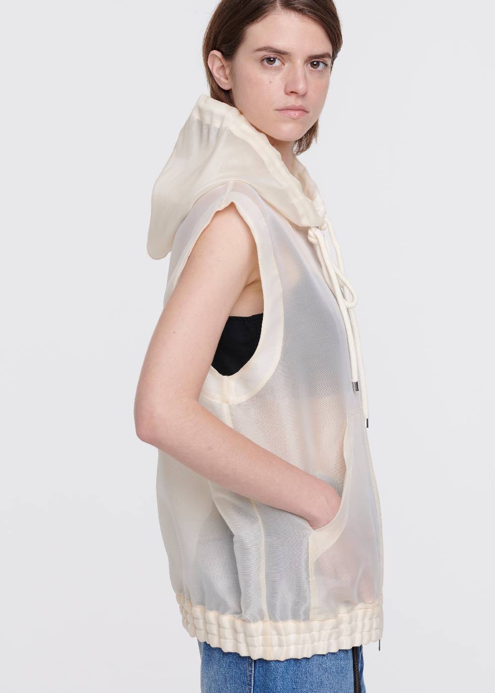 Plan C GILET CON CAPPUCCIO IN ORGANZA In Saldo
