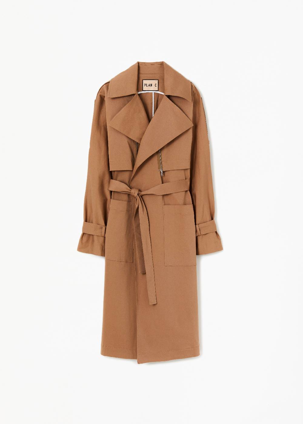 Plan C TRENCH IN COTONE COLOR CARAMELLO Nuova