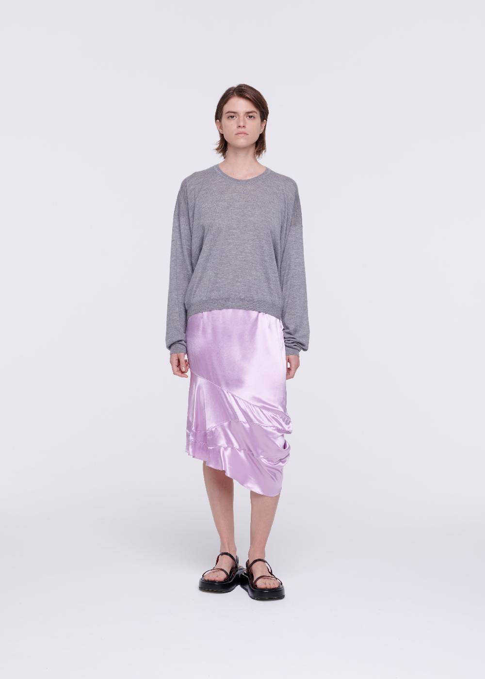 Plan C MAGLIONE GRIGIO IN CASHMERE DRAPPEGGIATO Italia