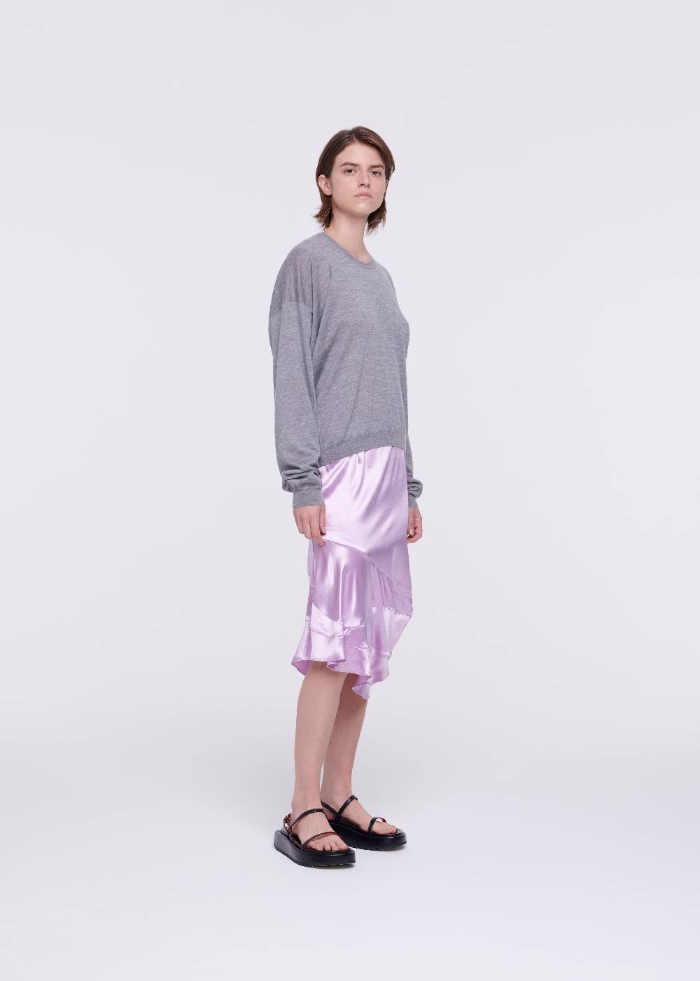 Plan C MAGLIONE GRIGIO IN CASHMERE DRAPPEGGIATO Italia