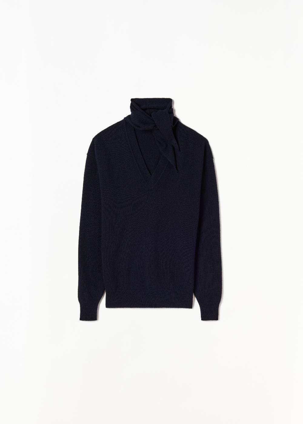 Plan C MAGLIONE CON FOULARD NAVY IN LANA