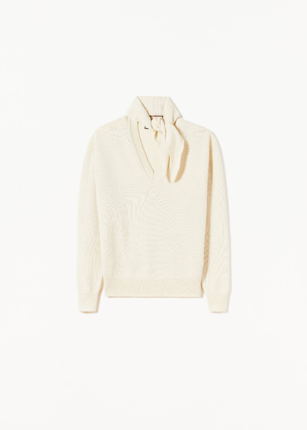 Plan C MAGLIONE CON SCIALLE IN LANA COLOR BURRO