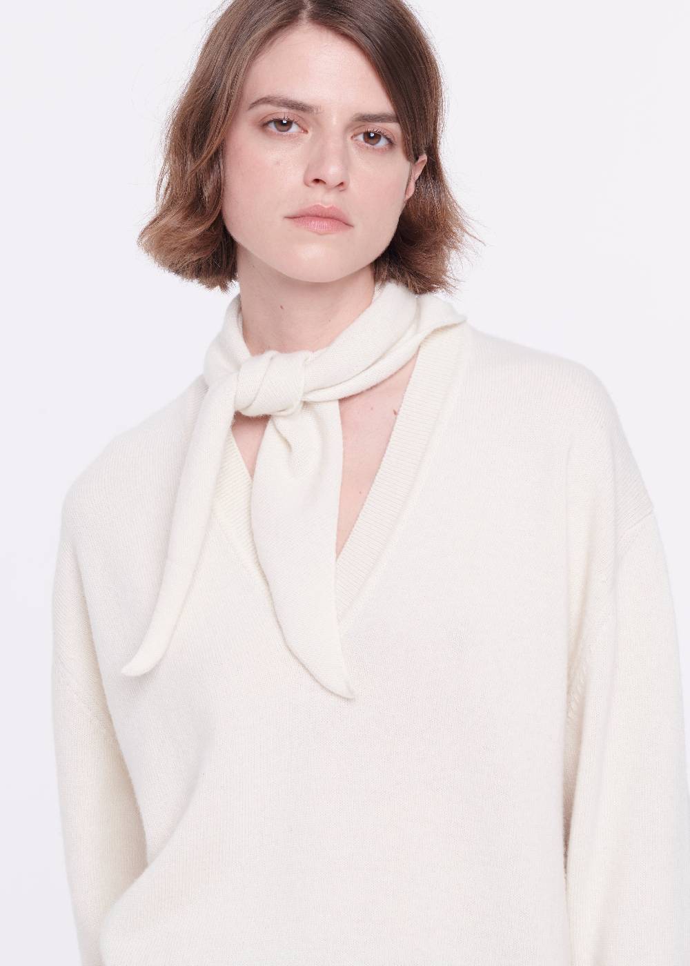Plan C MAGLIONE CON SCIALLE IN LANA COLOR BURRO In Linea