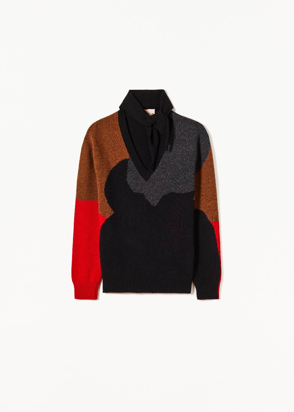 Plan C MAGLIONE CON SCIALLE IN LANA A TRAMA "FILIPPO"