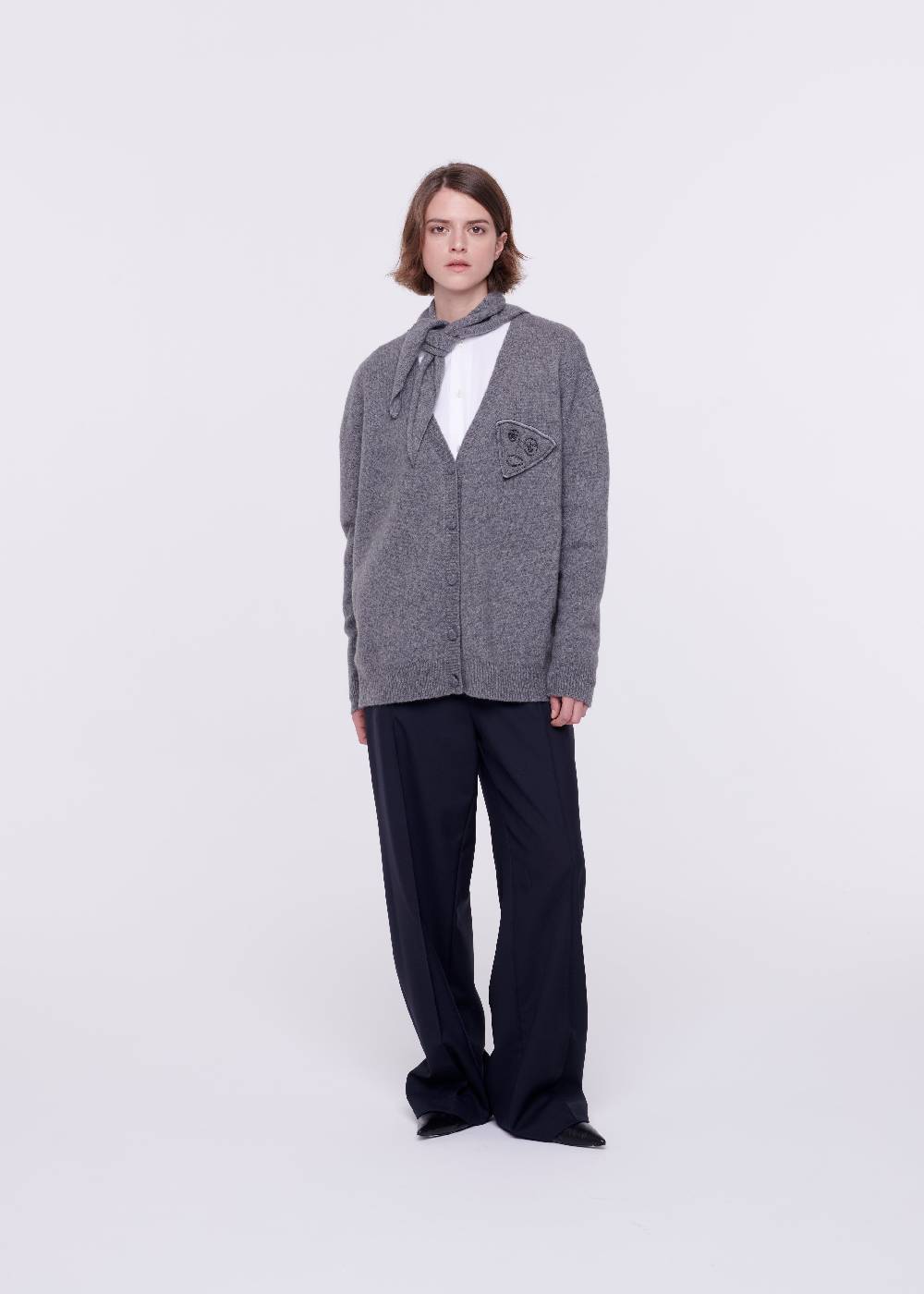 Plan C CARDIGAN IN LANA MERINO CON SCIALLE Qualità