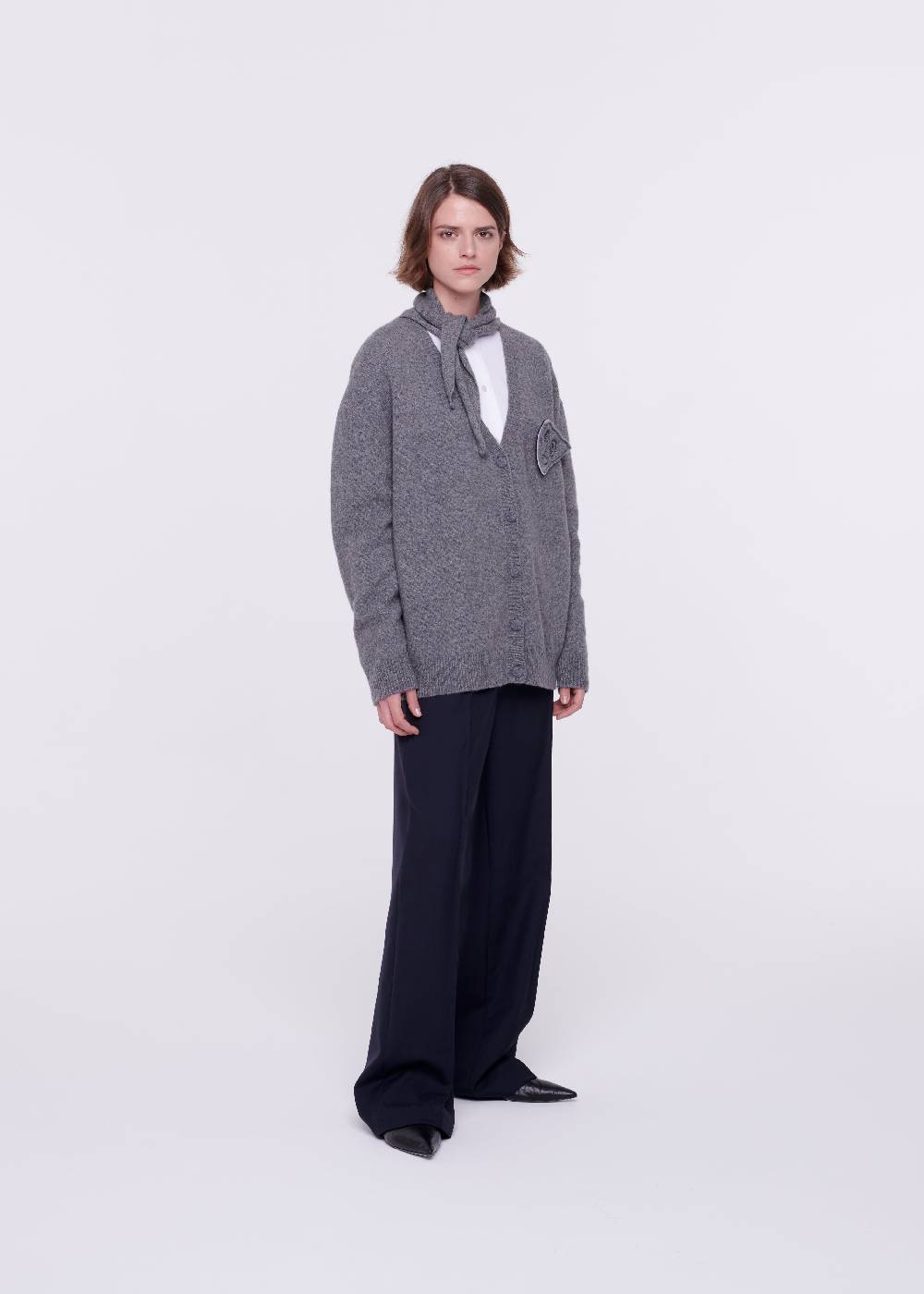 Plan C CARDIGAN IN LANA MERINO CON SCIALLE Qualità