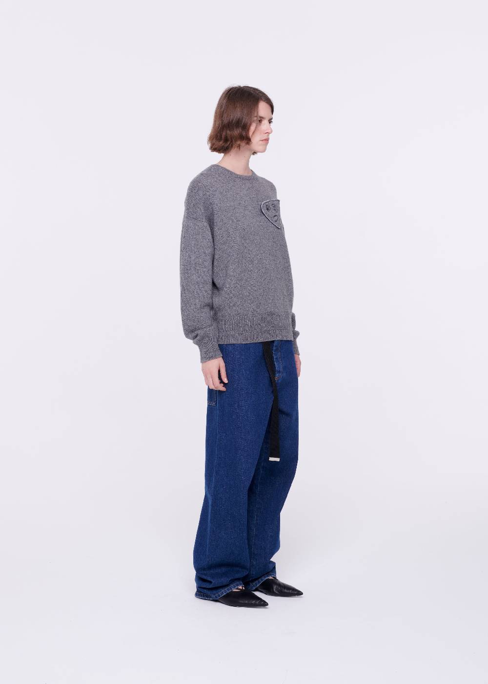 Plan C MAGLIONE GRIGIO IN LANA MERINO Pezzi Unici