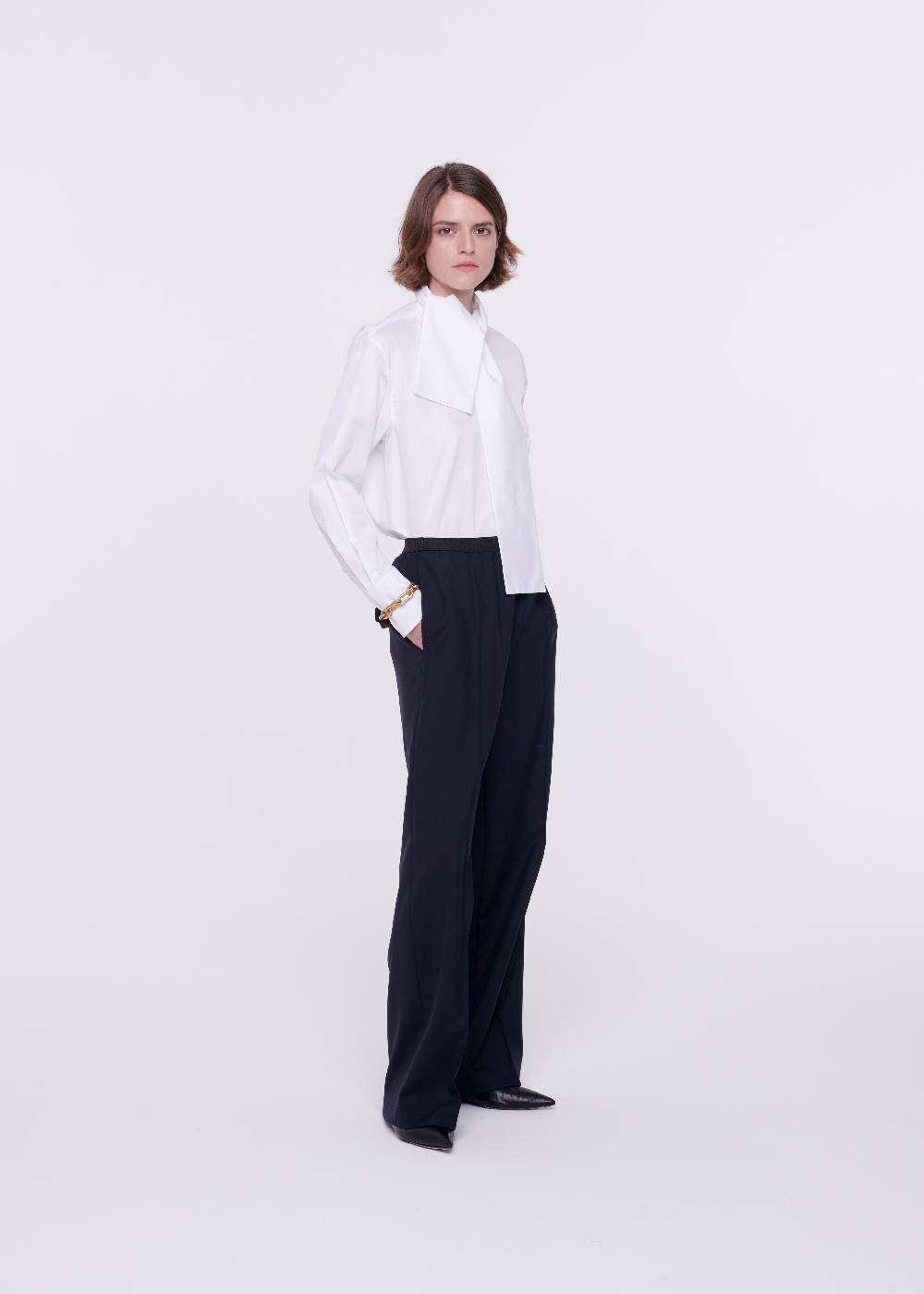 Plan C PANTALONI BLU DI LANA Affare Del Giorno