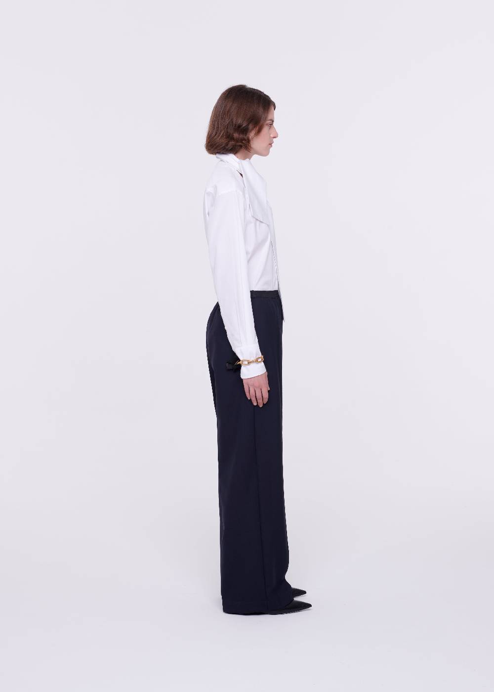 Plan C PANTALONI BLU DI LANA Affare Del Giorno