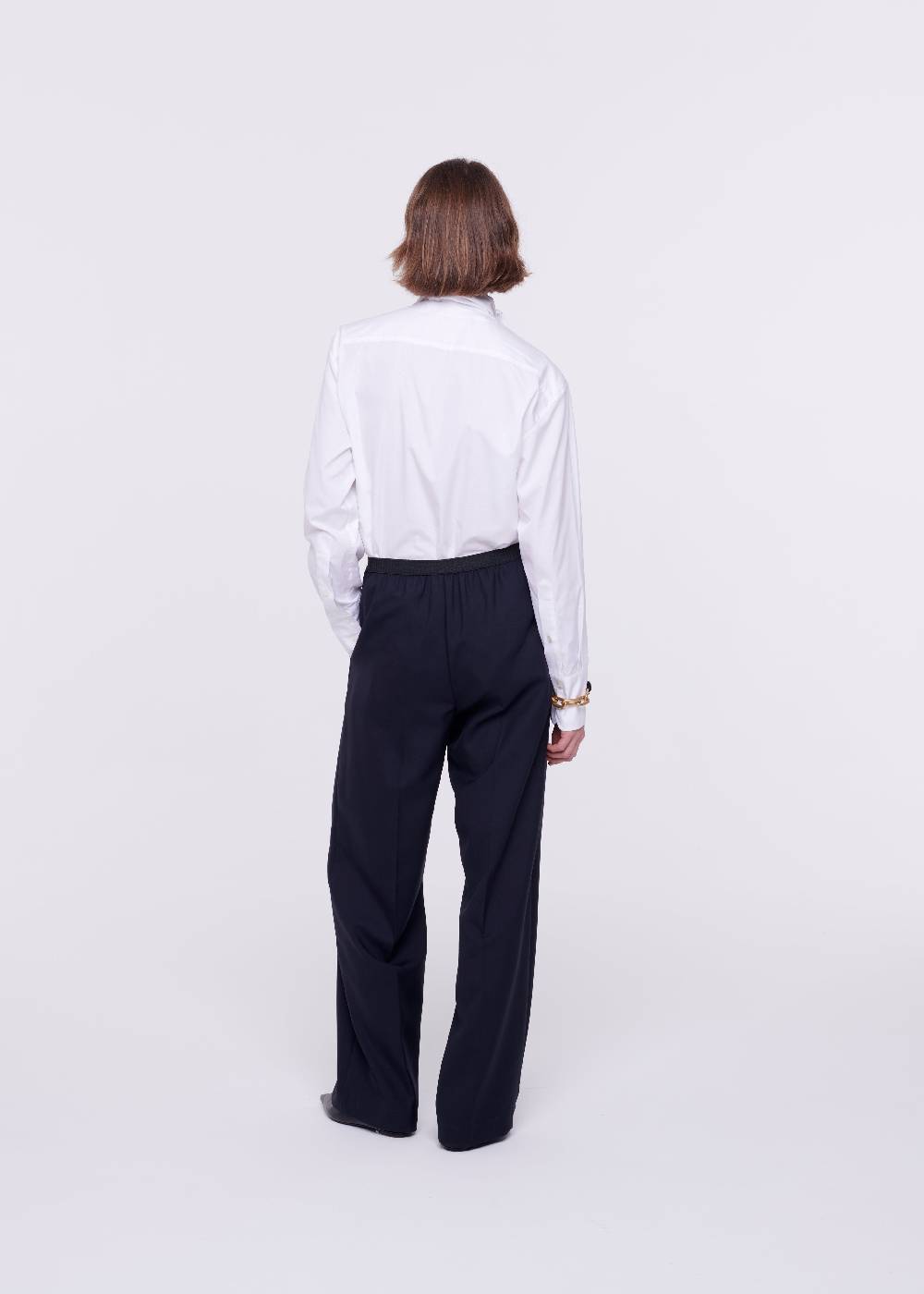 Plan C PANTALONI BLU DI LANA Affare Del Giorno