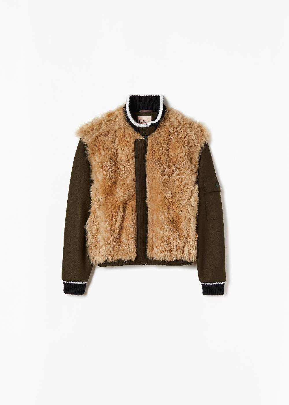 Plan C BOMBER IN MONTONE E LANA In Vendita