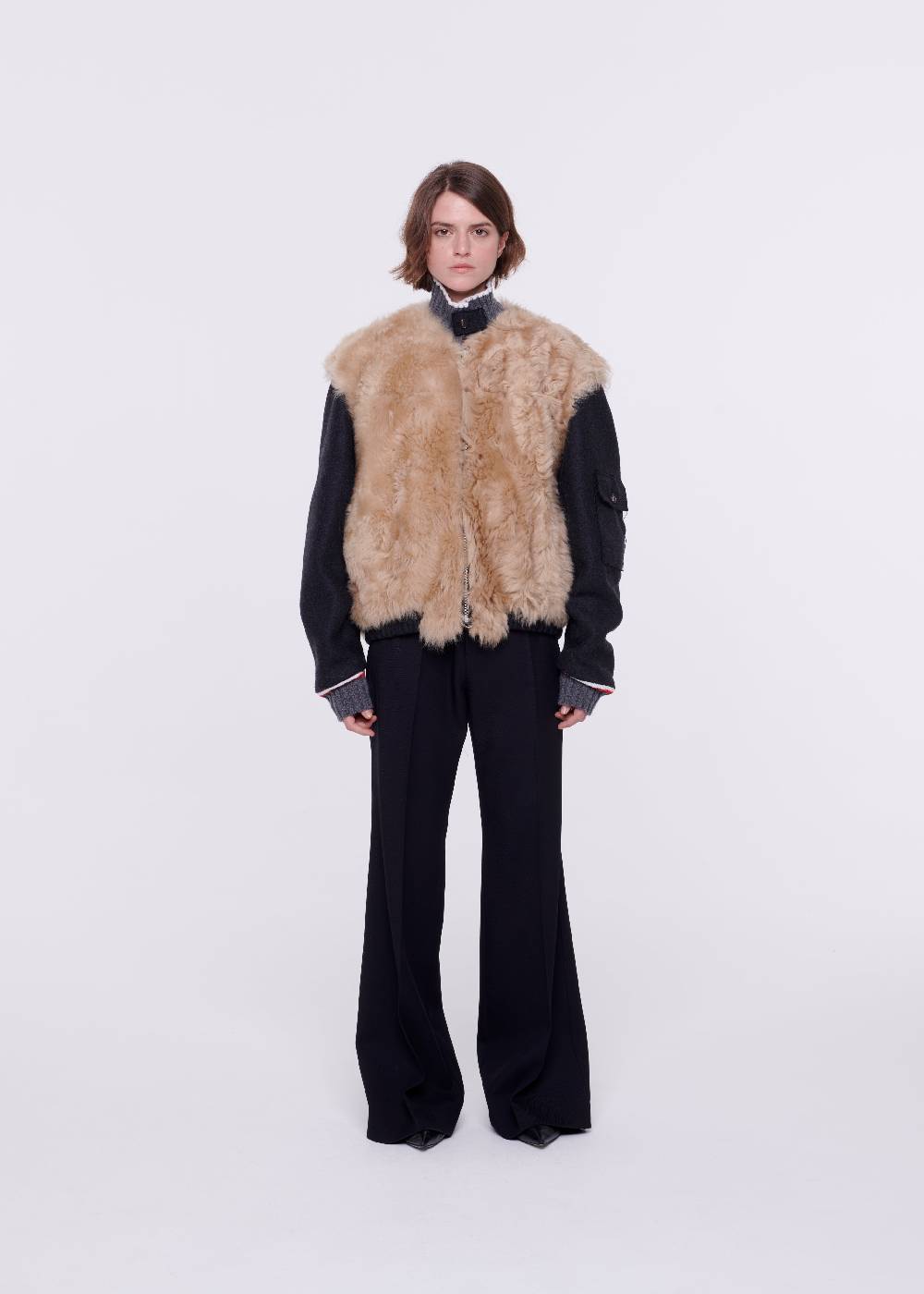 Plan C BOMBER IN MONTONE E LANA In Vendita