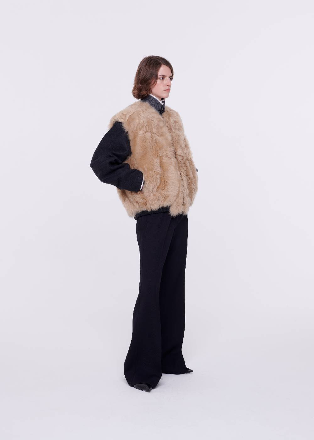 Plan C BOMBER IN MONTONE E LANA In Vendita