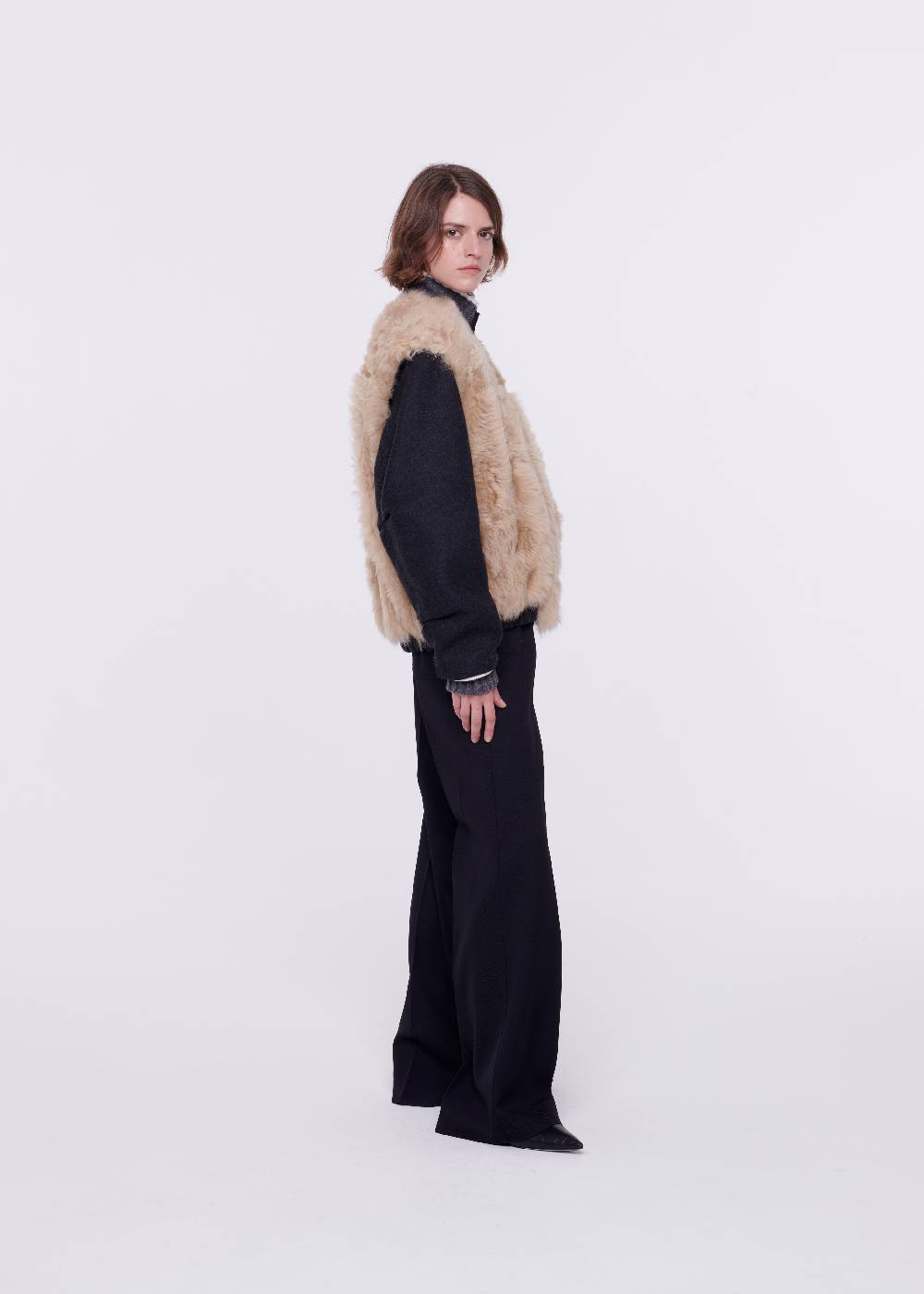 Plan C BOMBER IN MONTONE E LANA In Vendita