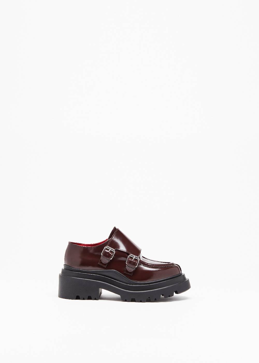 Plan C MOCASSINI BORDEAUX IN PELLE CON FIBBIE Offerte
