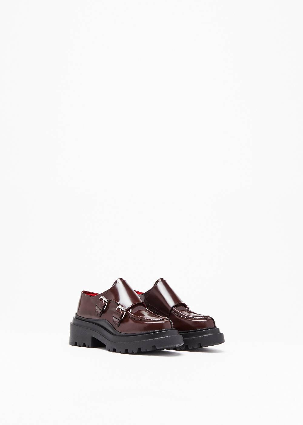 Plan C MOCASSINI BORDEAUX IN PELLE CON FIBBIE Offerte