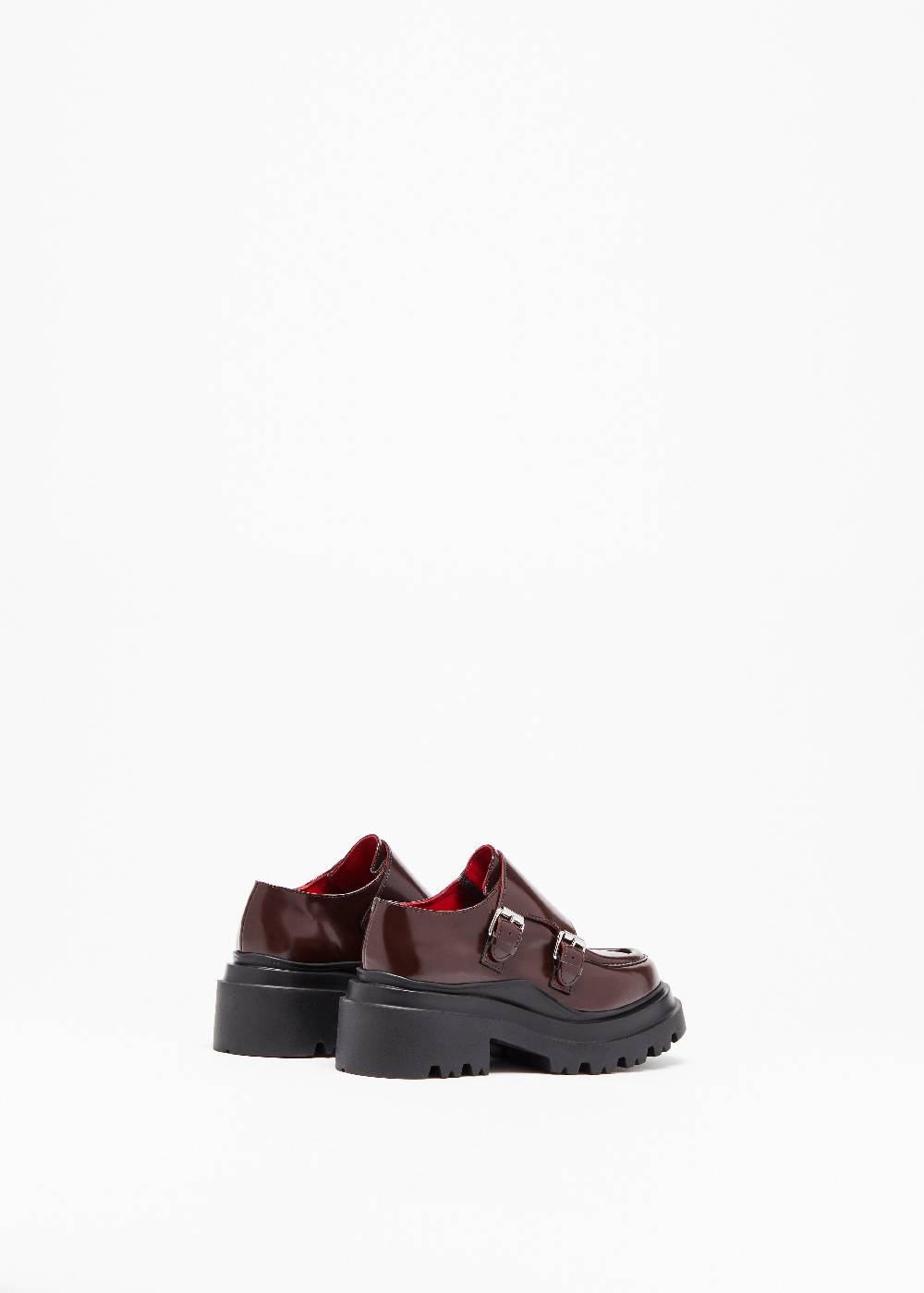 Plan C MOCASSINI BORDEAUX IN PELLE CON FIBBIE Offerte