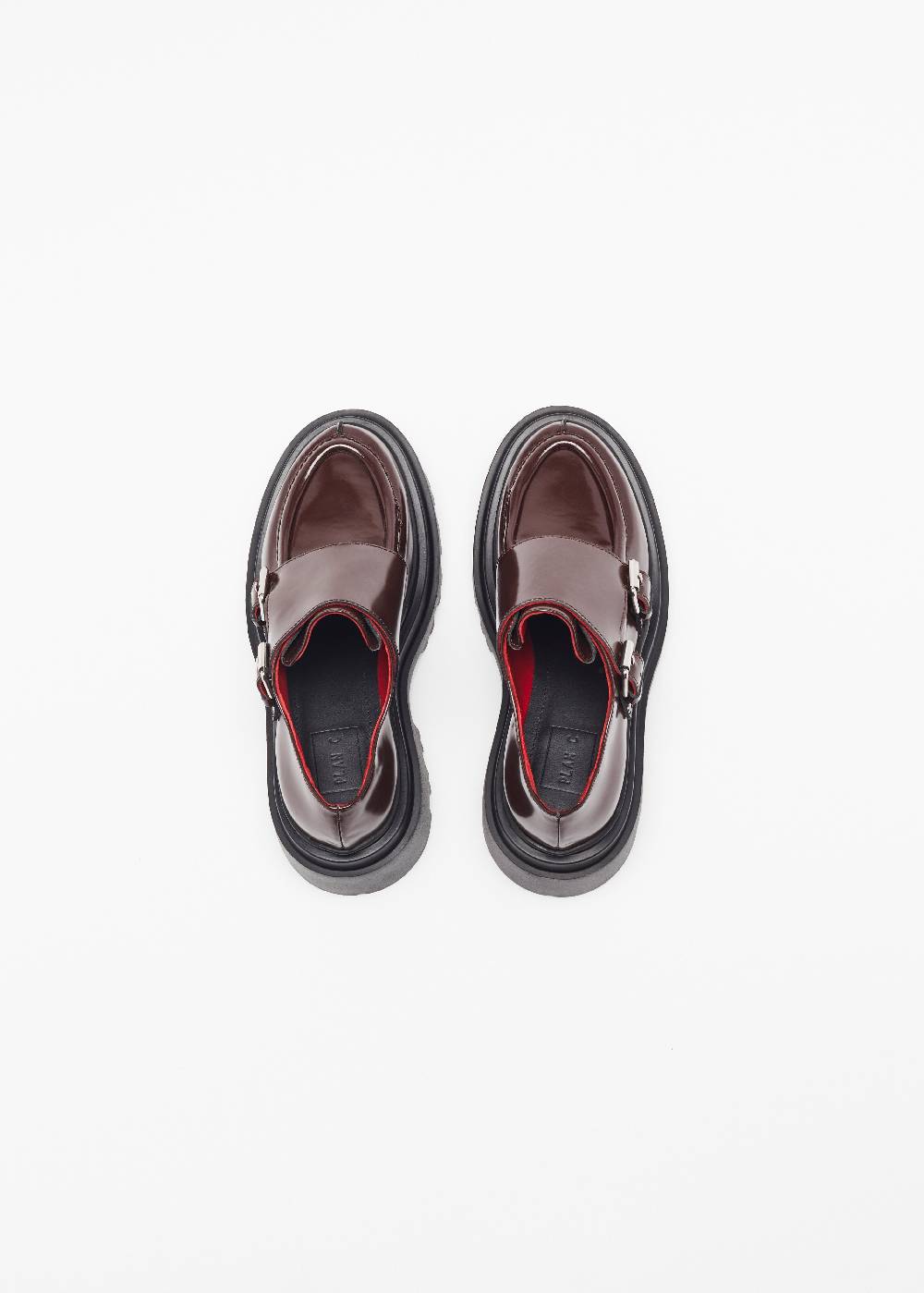 Plan C MOCASSINI BORDEAUX IN PELLE CON FIBBIE Offerte