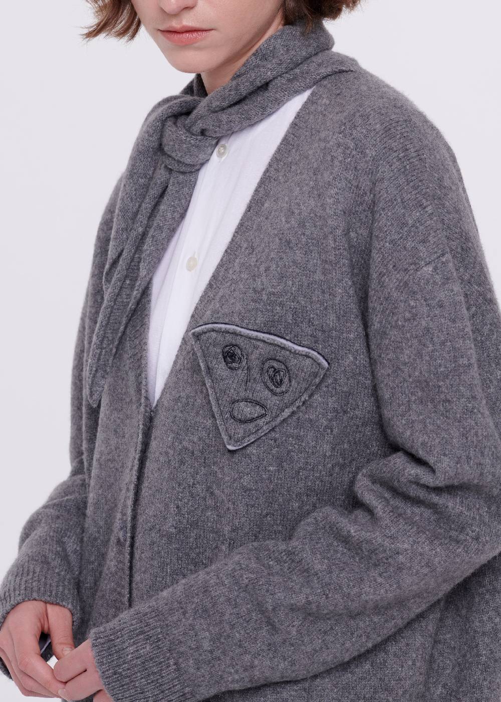 Plan C SPILLA GRIGIA "BIANCA" IN LANA MERINO Moda