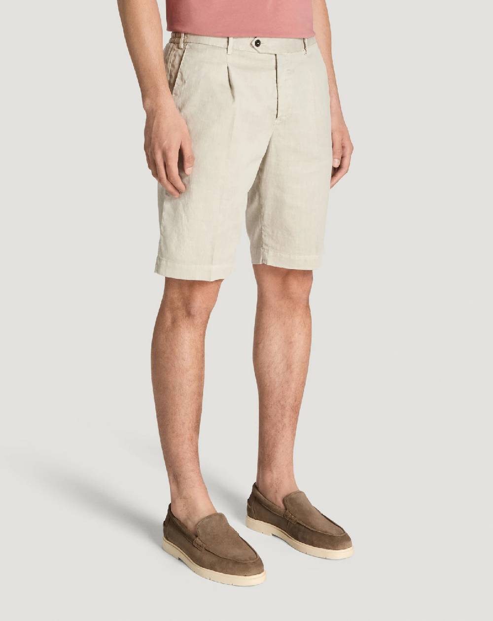 Pt Torino Bermuda in lino stretch délavé In Vendita