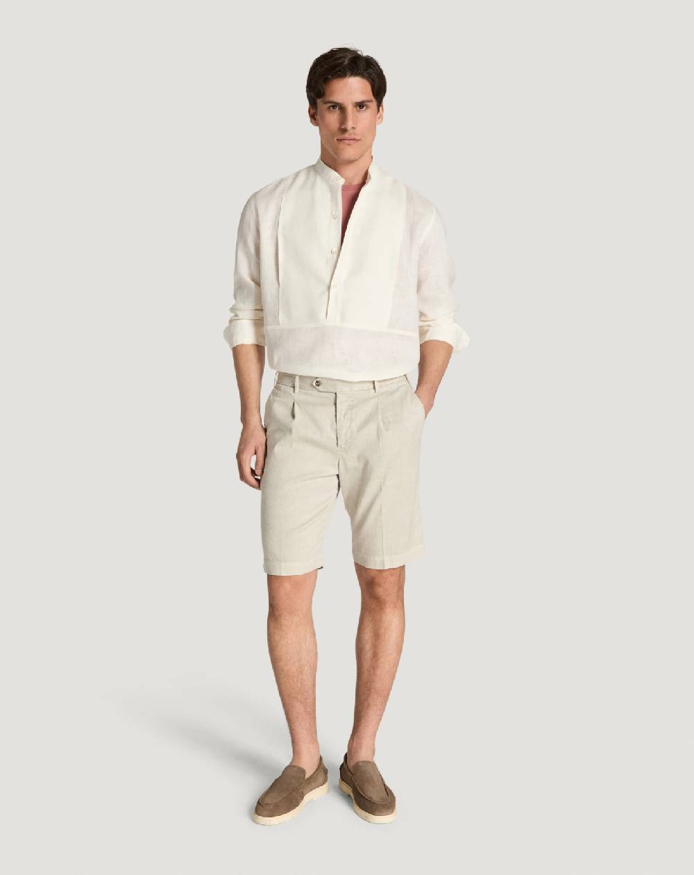 Pt Torino Bermuda in lino stretch délavé In Vendita