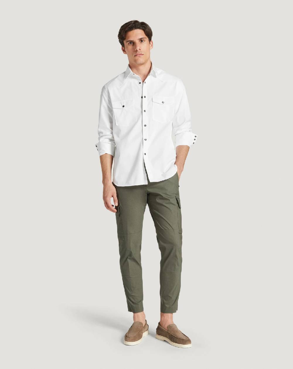 Pt Torino Camicia in gabardina di cotone Saldi Di Fabbrica