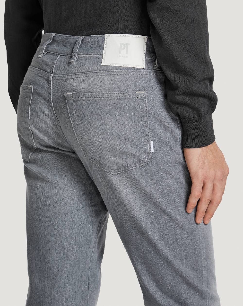 Pt Torino Jeans Swing in light grey denim Saldi Di Fabbrica