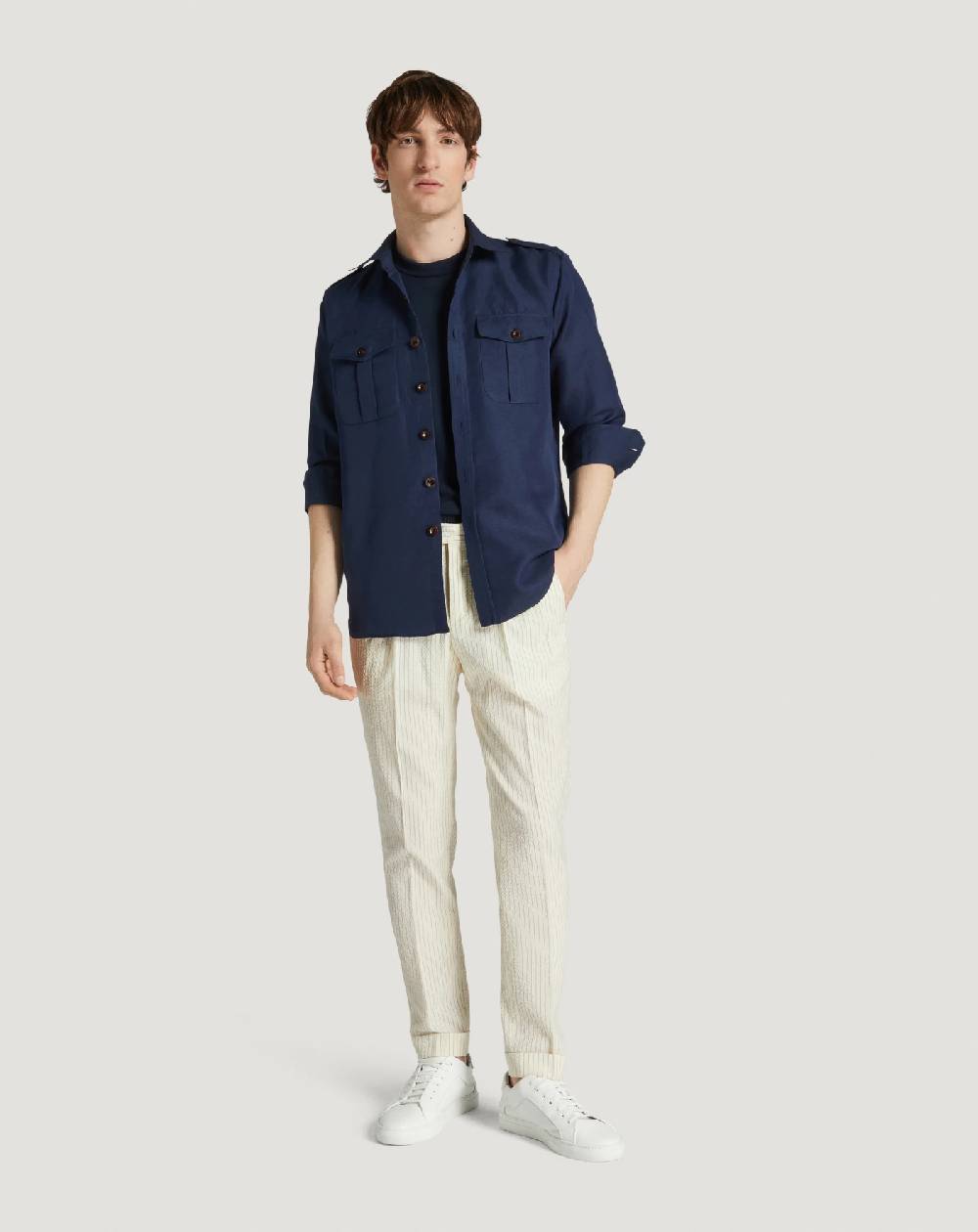 Pt Torino Pantaloni Master in lana seersucker Negozio online di fabbrica