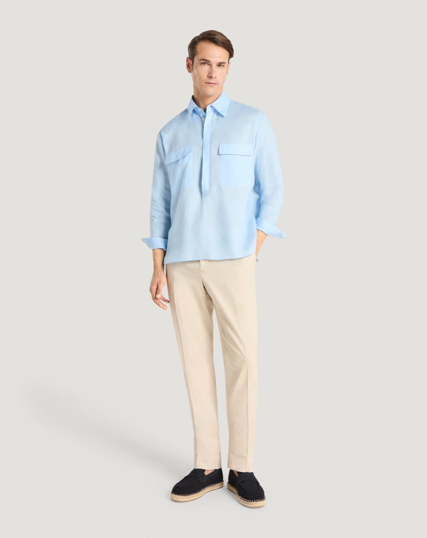 Pt Torino Pantaloni Slim in lino stretch délavé Consegna Veloce