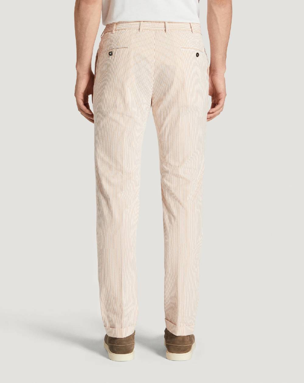 Pt Torino Pantaloni Slim in cotone seersucker a righe In Vendita