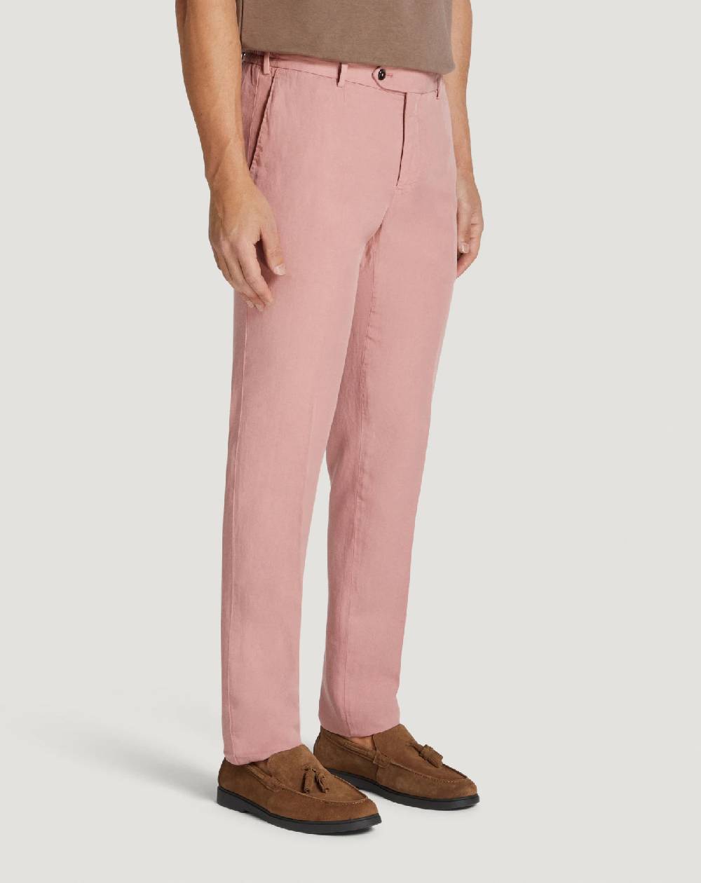 Pt Torino Pantaloni Slim in cotone e lino batavia Saldi Di Fabbrica
